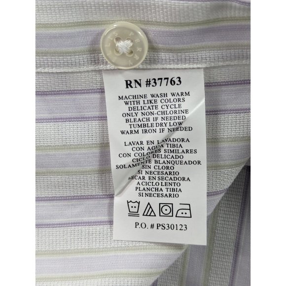 Perry Ellis Men's XL White Vertical Striped Long‎ Sleeve Button Down Shirt - Picture 9 of 9